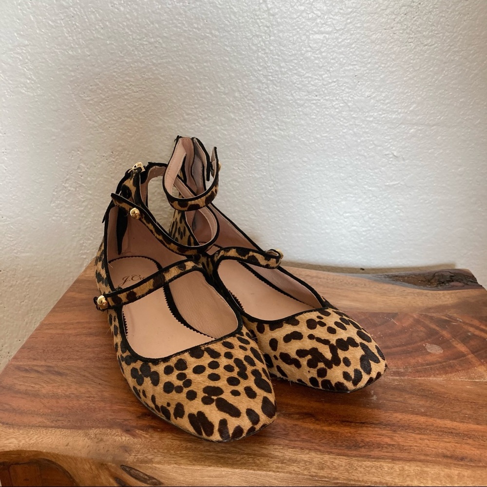Cheetah Pony Hair strappy J. Crew flats